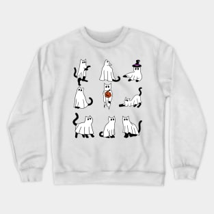 Cute Ghost Cat Funny Halloween Black Cat Crewneck Sweatshirt